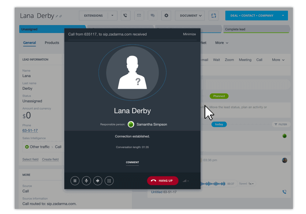 Cuộc gọi từ CRM có tính năng ghi âm cuộc gọi
