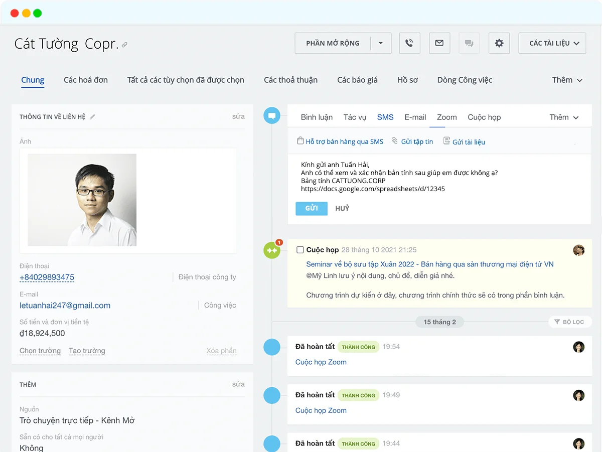 Gửi SMS từ CRM